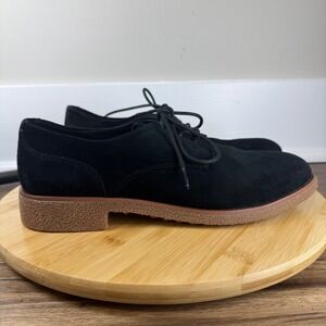 Clarks Griffin Lane Women 9.5M Black Suede Oxford Shoes Excellent Comfort Derby